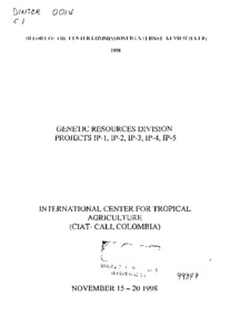 Genetic resources division: Projects IP-1, IP-2, IP-3, IP-4, IP-5: Report of the Center Commissioned External Review (CCER)