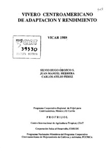 Vivero Centroamericano de Adaptacion y Rendimiento. VICAR 1989