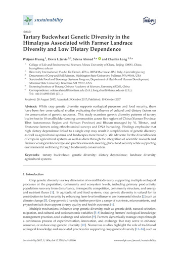 Tartary buckwheat genetic diversity in the Himalayas associated with farmer landrace diversity and low dietary dependence