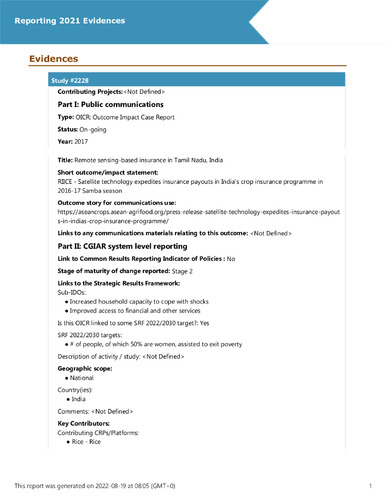 Remote sensing-based insurance in Tamil Nadu, India