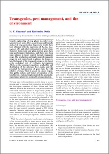 Transgenics, pest management, and the environment