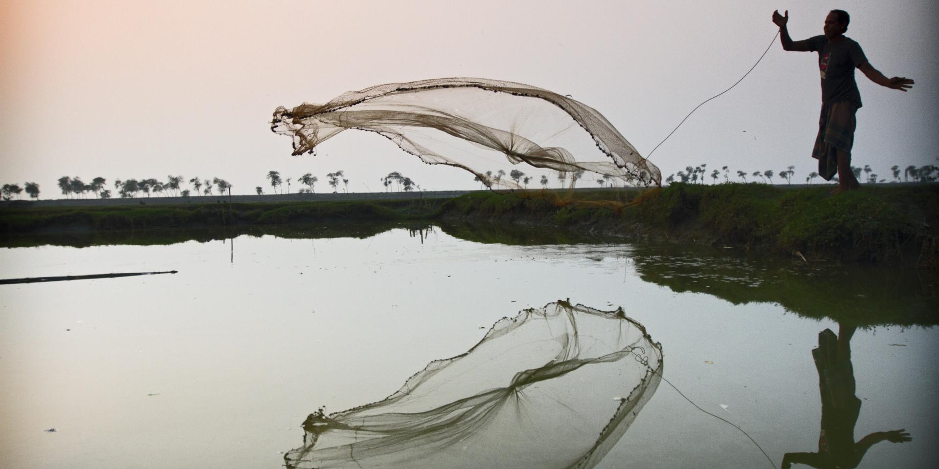 Someone throwing a fishing net