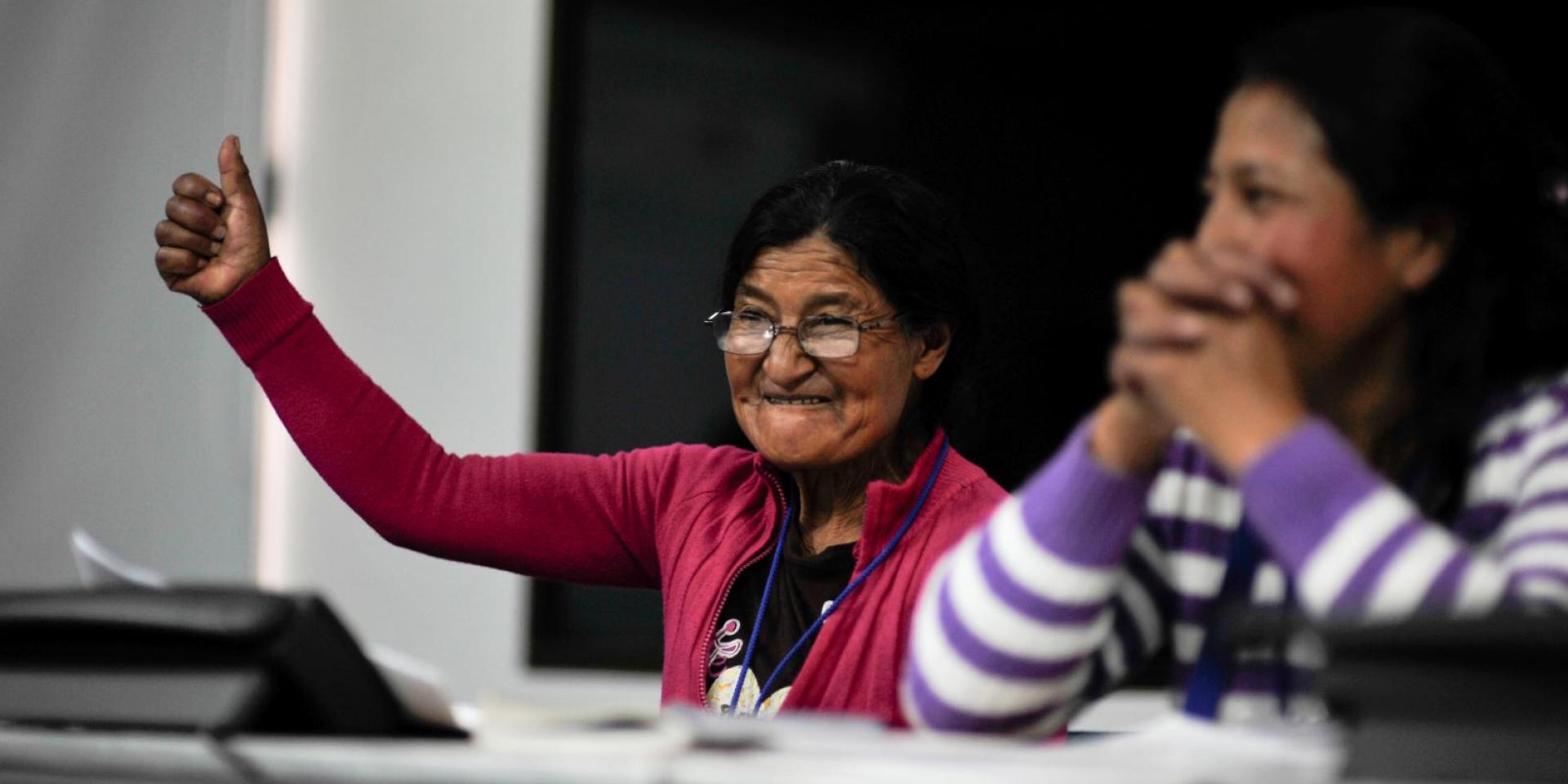 Woman at climate workshop