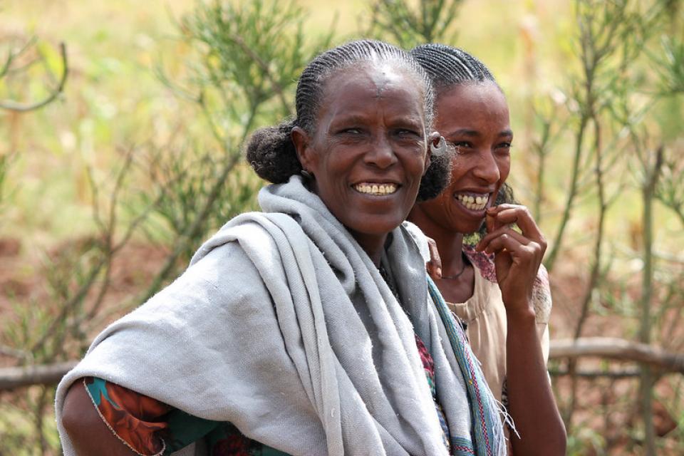 Two women in Abreha we Astbeha, Tigray Ethiopia. 