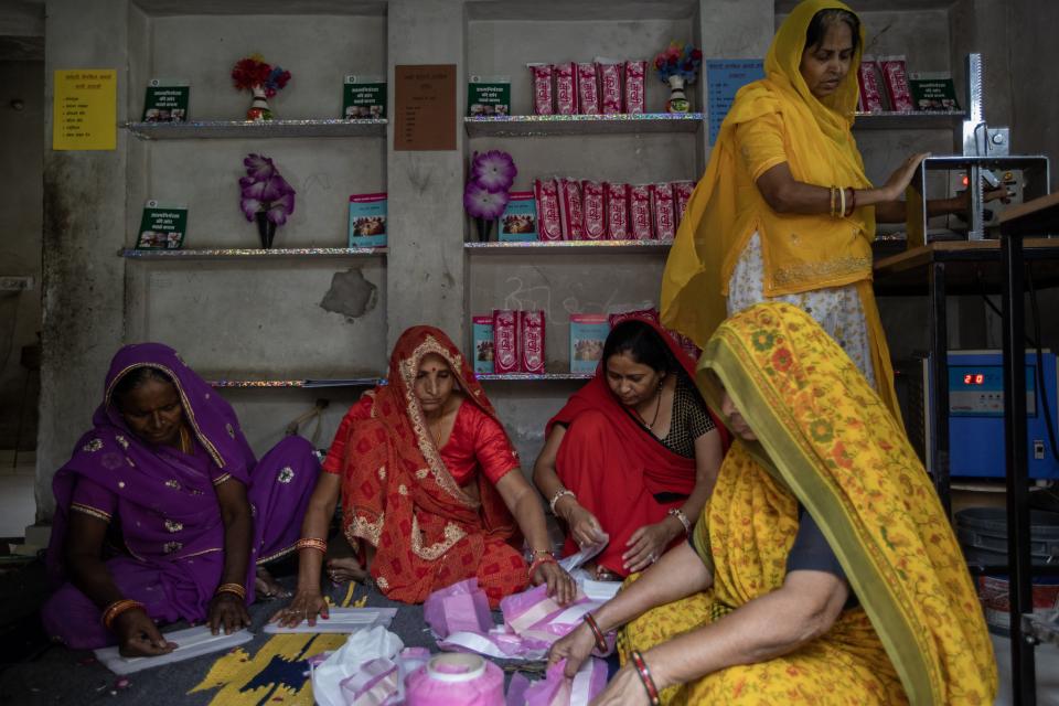 Women making Sanitary Napkins