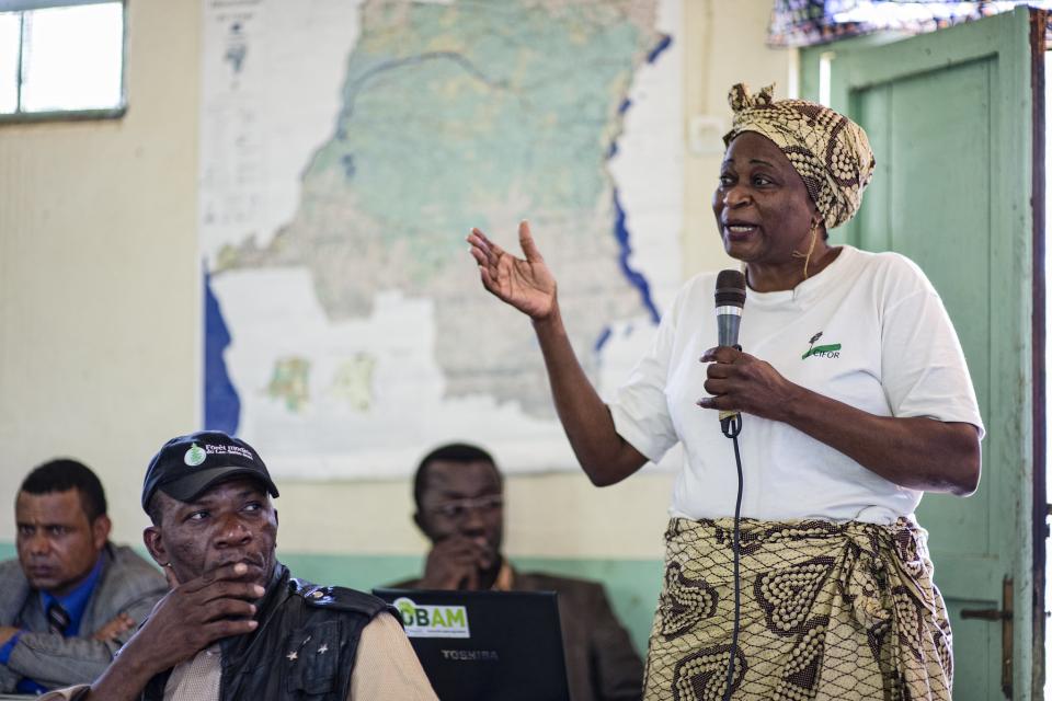 Scientist speaking at event