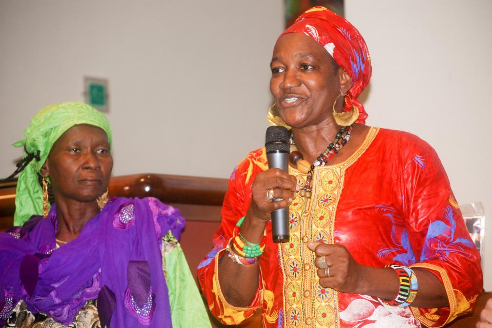 Malian woman with microphone