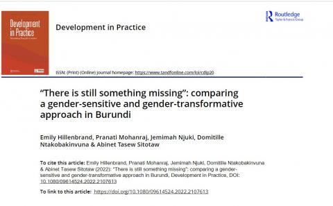 Comparing a gender-sensitive and gender-transformative approach in Burundi