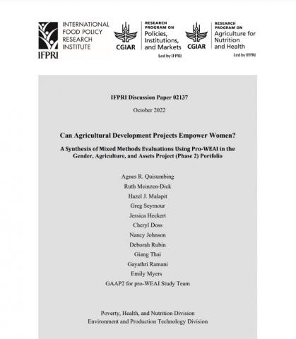 A synthesis of mixed methods evaluations on how agricultural development projects empower women