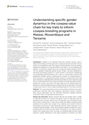 Understanding specific gender dynamics in the cowpea value chain for key traits to inform cowpea breeding programs in Malawi, Mozambique and Tanzania