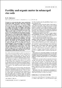 Fertility and organic matter in submerged rice soils