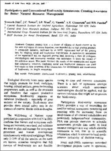 Participatory and conventional biodiversity assessments: creating awareness for better natural resource management