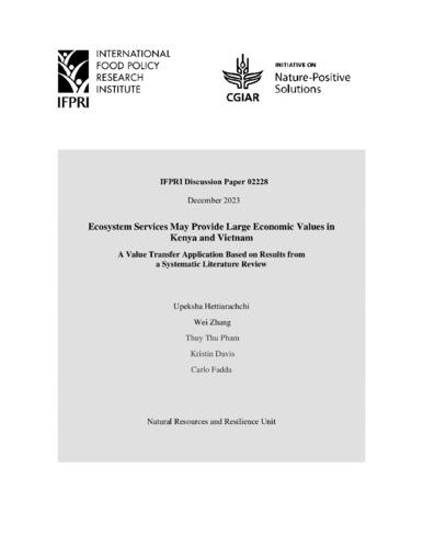 Ecosystem services may provide large economic values in Kenya and Vietnam: A value transfer application based on results from a systematic literature review