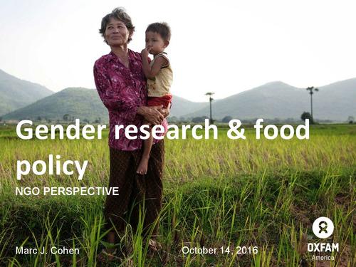 Gender Research and Food Policy: NGO Perspective