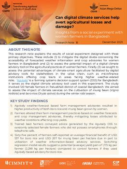 Can digital climate services help avert agricultural losses and damage? Insights from a social experiment with women farmers in Bangladesh