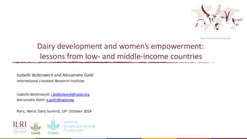 Dairy development and women’s empowerment: Lessons from low- and middle-income countries