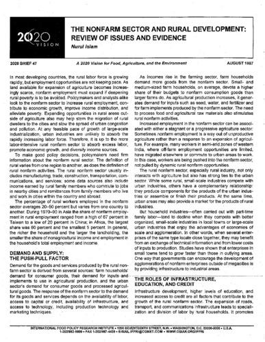 The nonfarm sector and rural development: review of issues and evidence