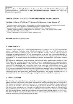 Tonle Sap pulsing system and fisheries productivity