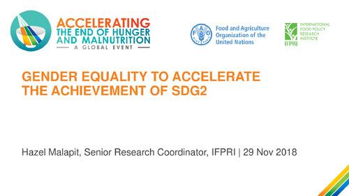 Gender equality to accelerate the achievement of SDG2