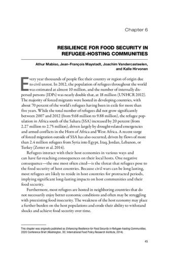 Resilience for food security in refugee-hosting communities