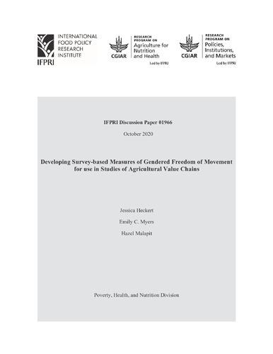 Developing survey-based measures of gendered freedom of movement for use in studies of agricultural value chains