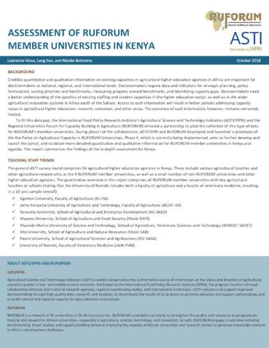 Assessment of RUFORUM member universities in Kenya