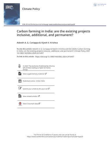 Carbon farming in India: are the existing projects inclusive, additional, and permanent?