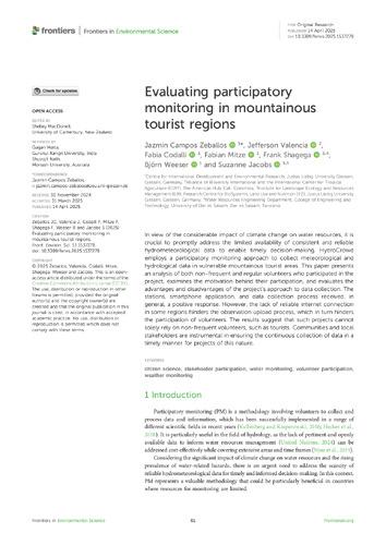 Evaluating participatory monitoring in mountainous tourist regions
