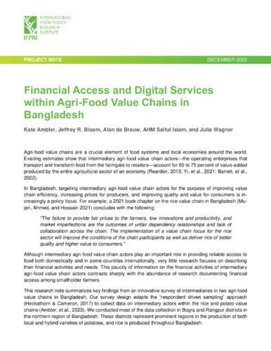 Financial access and digital services within agri-food value chains in Bangladesh