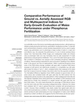Comparative performance of ground vs. aerially assessed RGB and multispectral indices for early-growth evaluation of maize performance under phosphorus fertilization