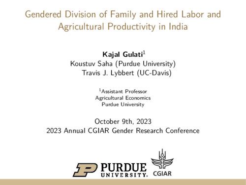 Gendered division of family and hired labor and agricultural productivity in India
