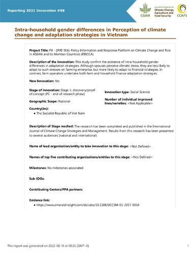 Intra-household gender differences in Perception of climate change and adaptation strategies in Vietnam