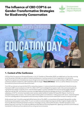 The Influence of CBD COP16 on Gender-Transformative Strategies for Biodiversity Conservation