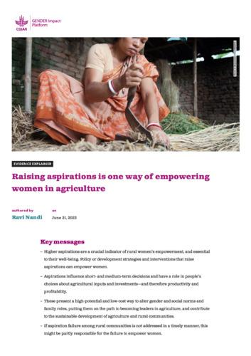 Raising aspirations is one way of empowering women in agriculture