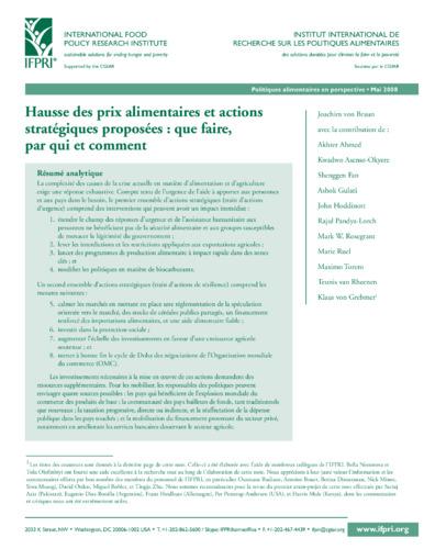 High food prices: The what, who, and how of proposed policy actions