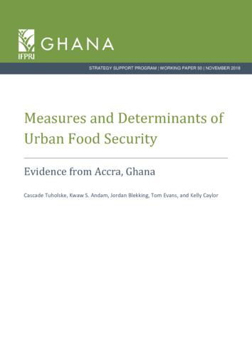 Measures and Determinants of Urban Food Security: Evidence from Accra, Ghana