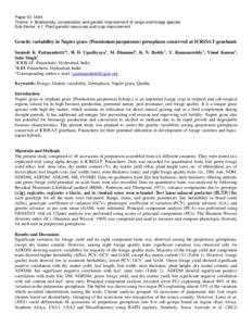 Genetic variability in Napier grass (Pennisetum purpureum) germplasm conserved at ICRISAT genebank