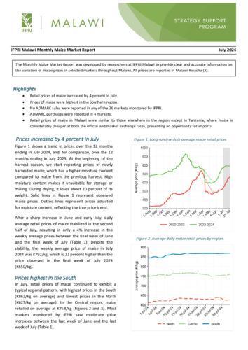 IFPRI Malawi Monthly Maize Market Report, July 2024