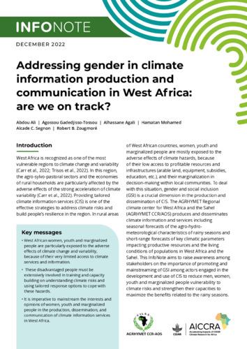 Addressing gender in climate information production and communication in West Africa: are we on track?