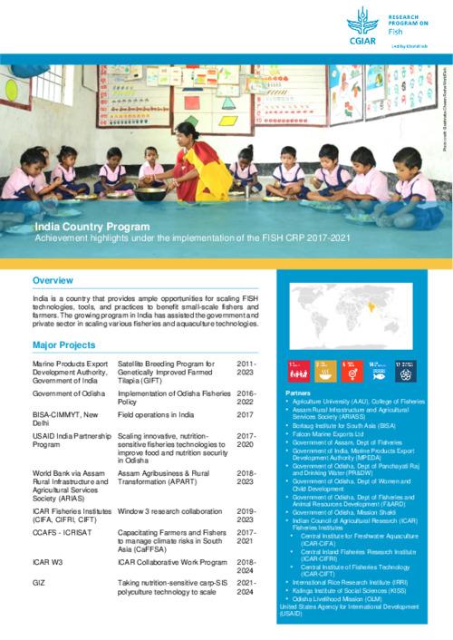 India Country Program: Achievement highlights under the implementation of the CGIAR Research Program on Fish Agri-Food Systems 2017-2021