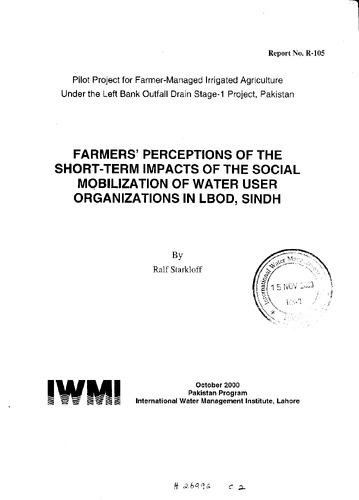 Farmers' perceptions of the short-term impacts of the social mobilization of water user organizations in LBOD, Sindh