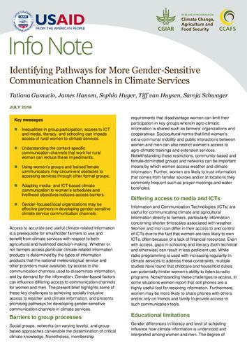 Identifying Pathways for More Gender-Sensitive Communication Channels in Climate Services