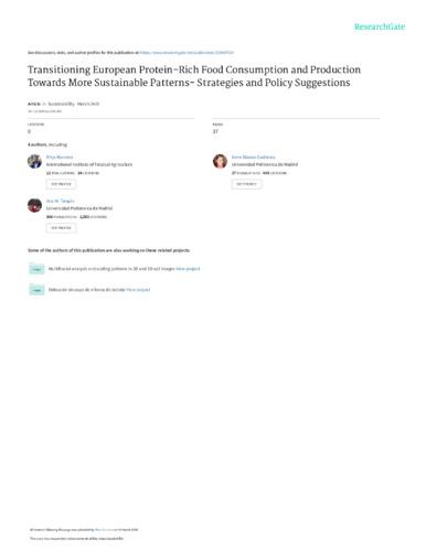 Transitioning European protein-rich food consumption and production towards more sustainable patterns-strategies and policy suggestions