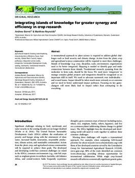 Integrating islands of knowledge for greater synergy and efficiency in crop research