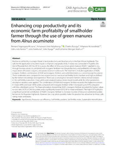 Enhancing crop productivity and its economic farm profitabilty of smallholder farmer through the use of green manures from Alnus acuminata