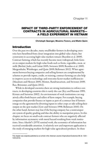 Impact of third-party enforcement of contracts in agricultural markets—A field experiment in Vietnam