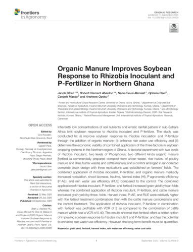 Organic manure improves soybean response to rhizobia inoculant and p-fertilizer in northern Ghana