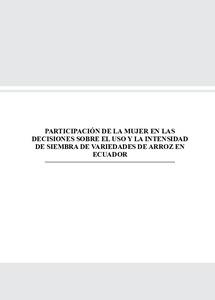Participación de la mujer en las decisiones sobre el uso y la intensidad de siembra de variedades de arroz en Ecuador