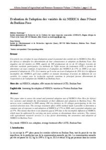 Assessing the adoption of NERICA varieties in Western Burkina Faso