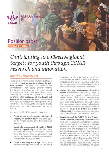 Contributing to collective global targets for youth through CGIAR research and innovation